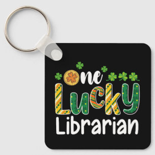 Een gelukkige bibliothecaris school St Patrick's D Sleutelhanger
