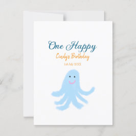 Een gelukkige blauwe octopus onder de zee verjaard briefkaart