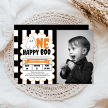 Eén gelukkige Boo-jongen 1e verjaardagsfeest uitno