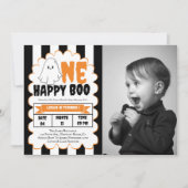 Eén gelukkige Boo-jongen 1e verjaardagsfeest uitno Kaart (Voorkant)