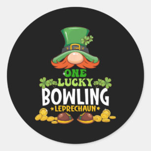 Een gelukkige bowling Leprechaun St. Patricks Day Ronde Sticker