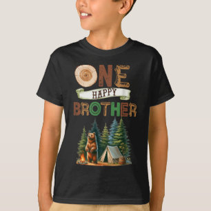 Eén Gelukkige Broer Kampeer Eerste Verjaardag Camp T-shirt