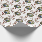 Een gelukkige camper 1e verjaardag foto inpakpapie cadeaupapier (Hoek)