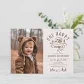 Een gelukkige camper 1e verjaardag foto kaart (Staand voorkant)