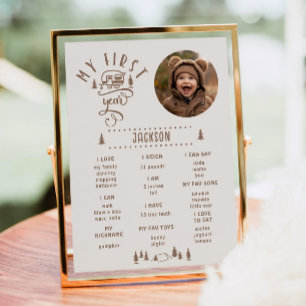 Een gelukkige camper 1e verjaardag Foto Milestone Poster