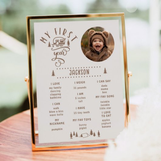 Een gelukkige camper 1e verjaardag Foto Milestone Poster