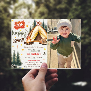 Een gelukkige Camper 1e verjaardag Party Foto Kaart