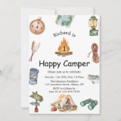Een gelukkige camper 1e verjaardag uitnodiging (Voorkant)
