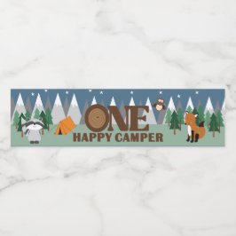 Een gelukkige camper 1e verjaardag Woodland Waterfles Etiket