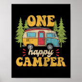 Een gelukkige Camper 1e Verjaardagsfeest Retro Moe Poster (Voorkant)