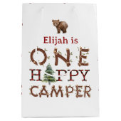 Een gelukkige camper 1e verjaardagsfeestje medium cadeauzakje (Voorkant)