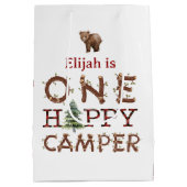 Een gelukkige camper 1e verjaardagsfeestje medium cadeauzakje (Achterkant)