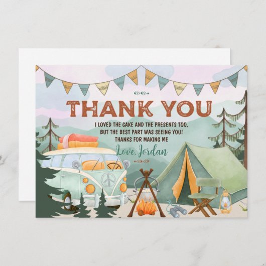 Een gelukkige Camper Birthday Dank u wel Kaart (Voorkant / Achterkant)