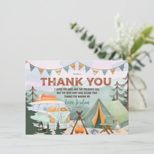 Een gelukkige Camper Birthday Dank u wel Kaart (Staand voorkant)