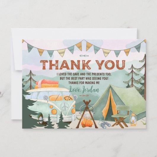 Een gelukkige Camper Birthday Dank u wel Kaart (Voorkant)