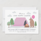 Eén gelukkige camper Birthday-uitnodiging Kaart (Voorkant)