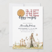 Eén gelukkige Camper Boho roze 1e verjaardag Kaart (Voorkant)