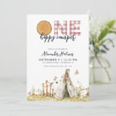 Eén gelukkige Camper Boho roze 1e verjaardag Kaart (Staand voorkant)