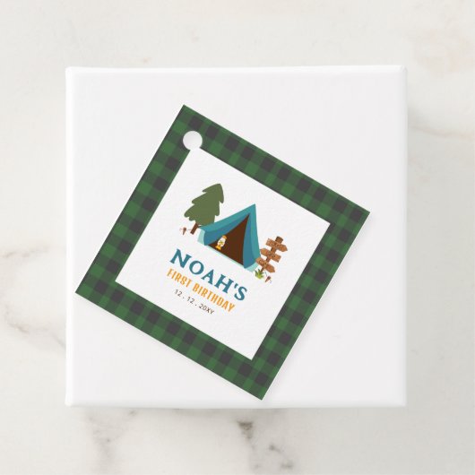 Een gelukkige Camper Boys eerste verjaardag Bedankjes Labels (In situ)