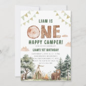 Een gelukkige Camper Camping Boy 1e verjaardag Kaart (Voorkant)