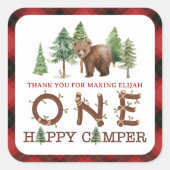 Een gelukkige camper dank u vierkante Sticker (Voorkant)