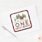 Een gelukkige camper dank u vierkante Sticker (Envelop)