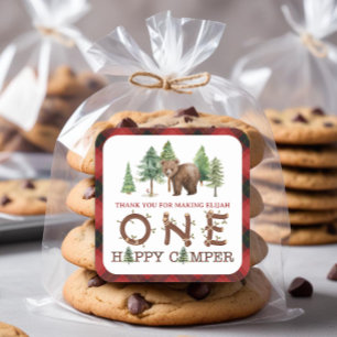 Een gelukkige camper dank u vierkante Sticker