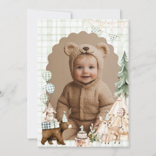 Een gelukkige Camper eerste verjaardag uitnodiging (Achterkant)