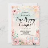 Een gelukkige Camper eerste verjaardag uitnodiging (Voorkant)