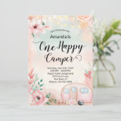 Een gelukkige Camper eerste verjaardag uitnodiging (Staand voorkant)