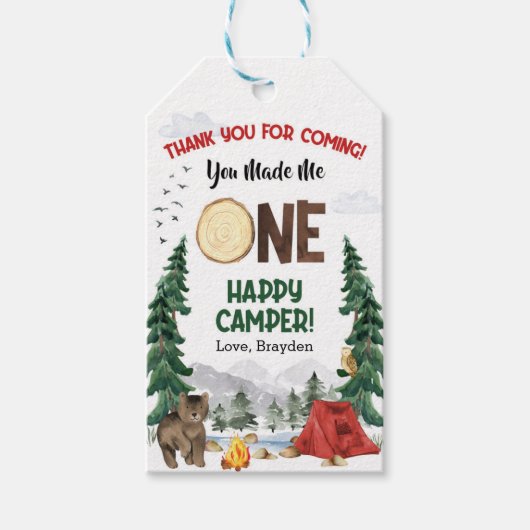 Een gelukkige Camper Favor Tag Cadeaulabel (Voorkant)