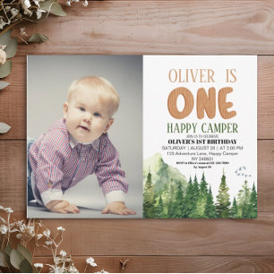 Een gelukkige Camper Foto Bos Verjaardag Kaart