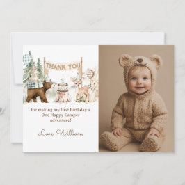 Een gelukkige Camper Foto Eerste Verjaardag Bedankkaart