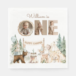 Een gelukkige Camper Foto Eerste Verjaardag Servet