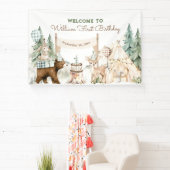 Een gelukkige Camper Foto Eerste Verjaardag Spandoek (Insitu)