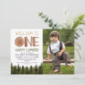 Een gelukkige Camper Foto Rustieke Jongens 1e Verj Kaart (Staand voorkant)