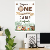 Een gelukkige camper jongen 1e verjaardag welkom t poster (Thuiskantoor)