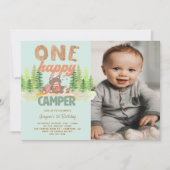 Een gelukkige camper jongen foto 1e verjaardag uit kaart (Voorkant)