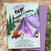 Een gelukkige camper meisjes 1e verjaardag uitnodi kaart