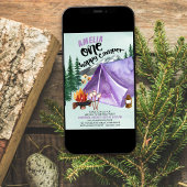 Een gelukkige camper meisjes 1e verjaardag uitnodi kaart