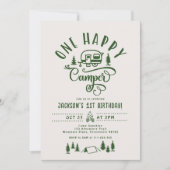 Een gelukkige camper Minimalistisch bos 1e verjaar Kaart (Voorkant)