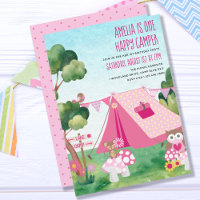 Eén gelukkige Camper Pink Tent Girl 1ste verjaarda