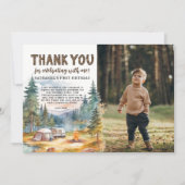 Een Gelukkige Camper Rustieke 1e Verjaardag Bedankkaart (Voorkant)