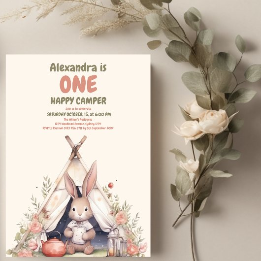 Een Gelukkige Camper Rustieke 1e Verjaardag Kaart