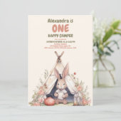 Een Gelukkige Camper Rustieke 1e Verjaardag Kaart (Staand voorkant)