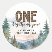 Een Gelukkige Camper Rustieke Verjaardag Dank u Ronde Sticker (Voorkant)