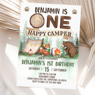 Een gelukkige Camper Uitnodiging Camping Verjaarda