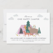 Eén gelukkige camper verjaardag Uitnodiging (Voorkant)
