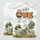 Een gelukkige Camper Verjaardag Uitnodiging met Fo (Voorkant / Achterkant)