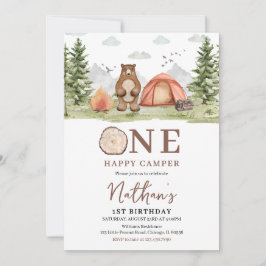 Een gelukkige Camper Woodland eerste verjaardag Kaart